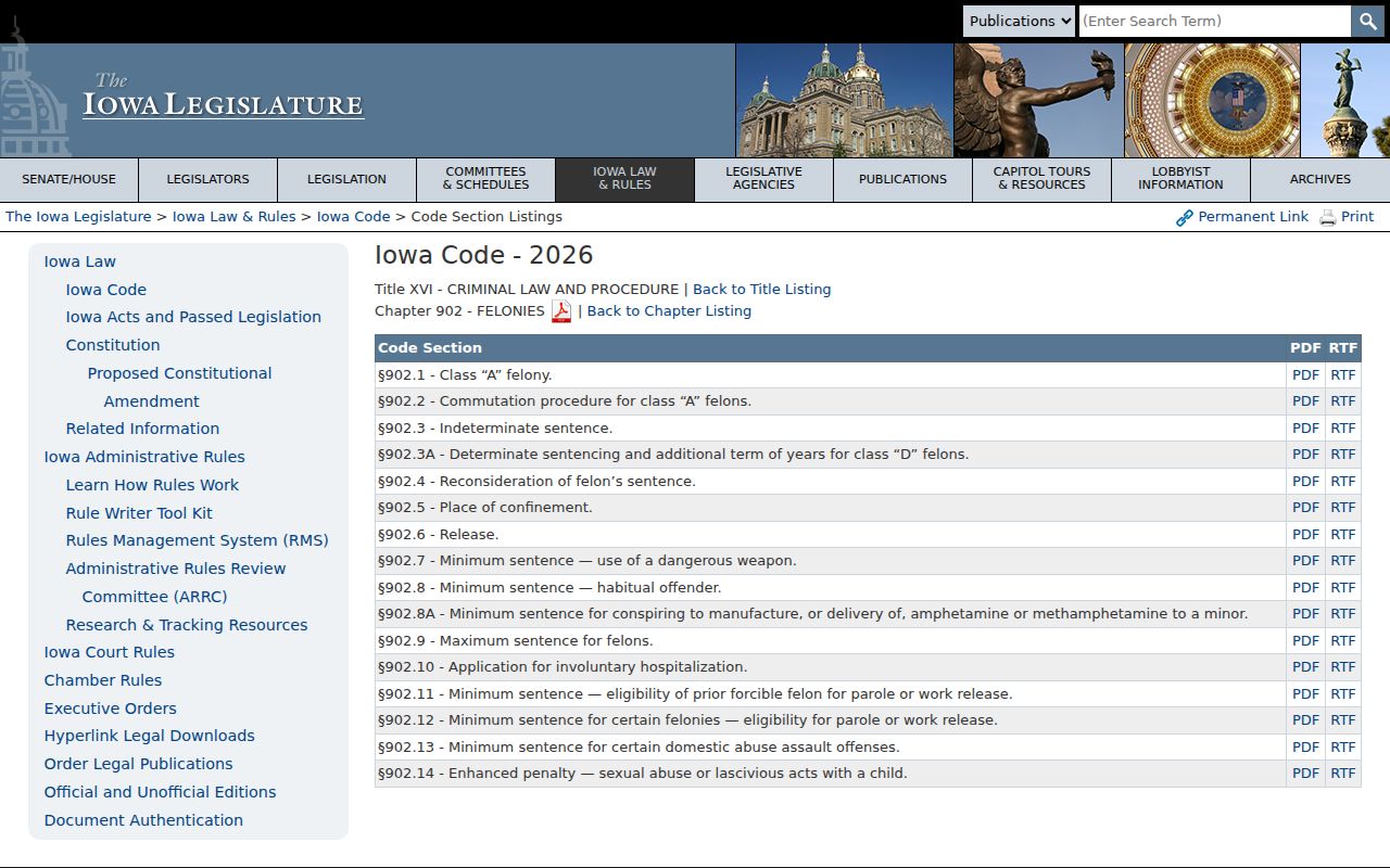 Clarinda criminal case records and Iowa felony classifications