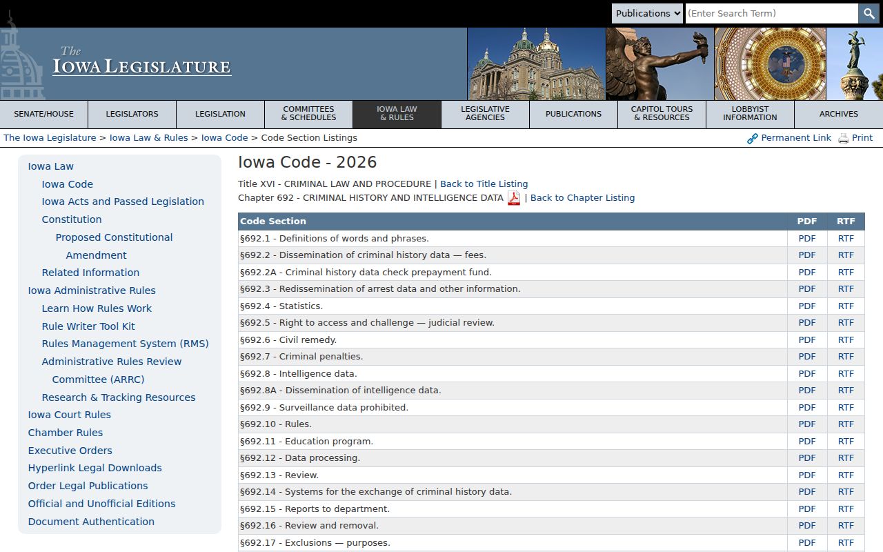 Page County arrest lookup and Iowa criminal history law