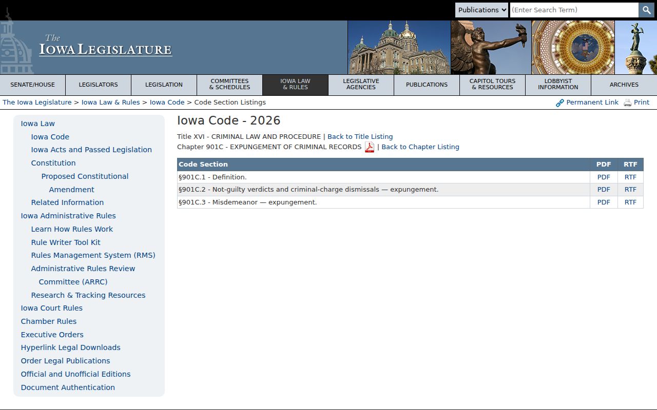 Iowa expungement law affecting Page County criminal court cases