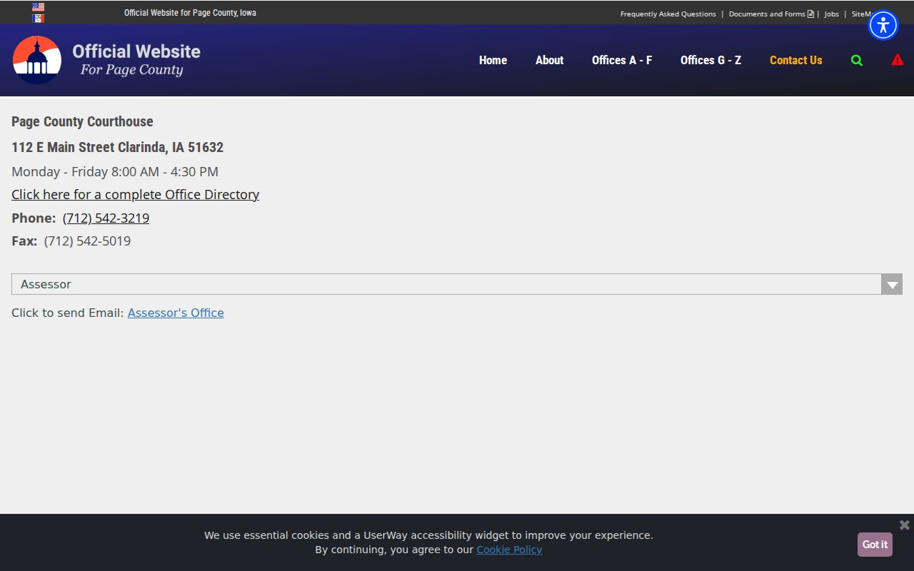 Page County criminal booking record public contacts