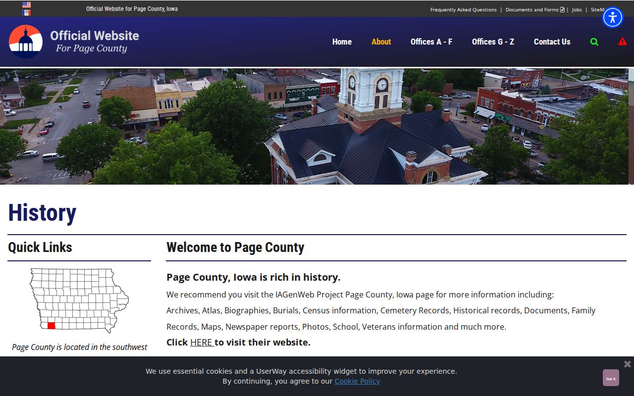 Page County criminal records courthouse history