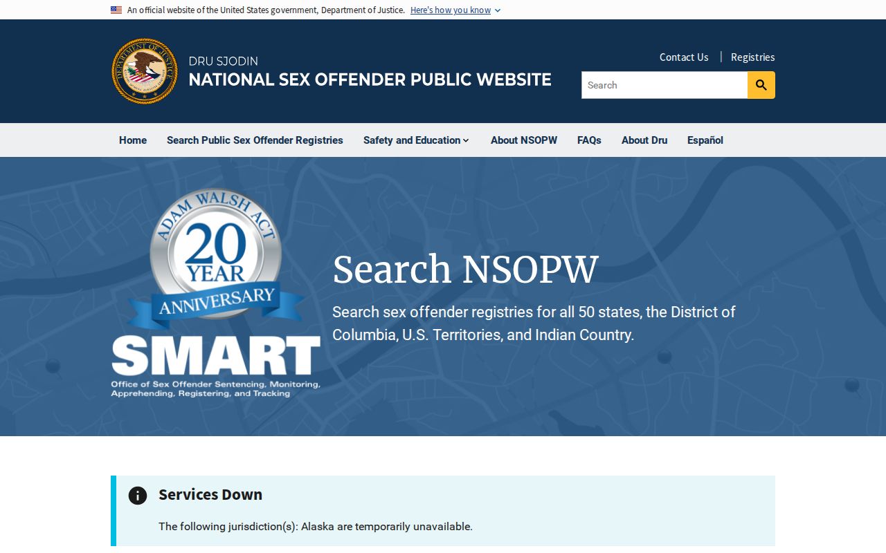 National registry search supporting Page County sex offender checks