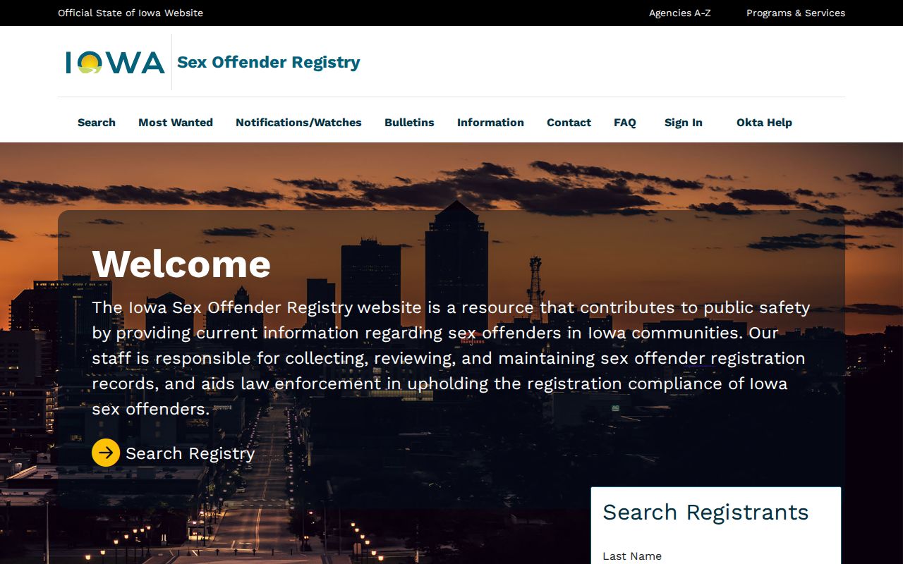 Iowa Sex Offender Registry search for Page County sex offenders
