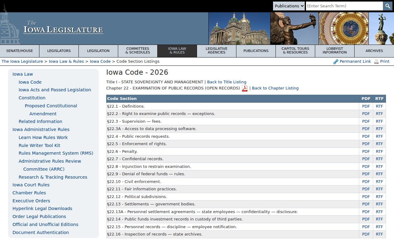 Iowa public records law related to Page County sex offender information